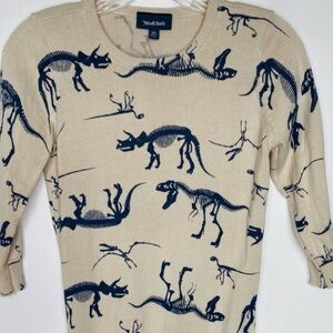 Modcloth Knit Sweater Dinosaur Print, Half Sleeve